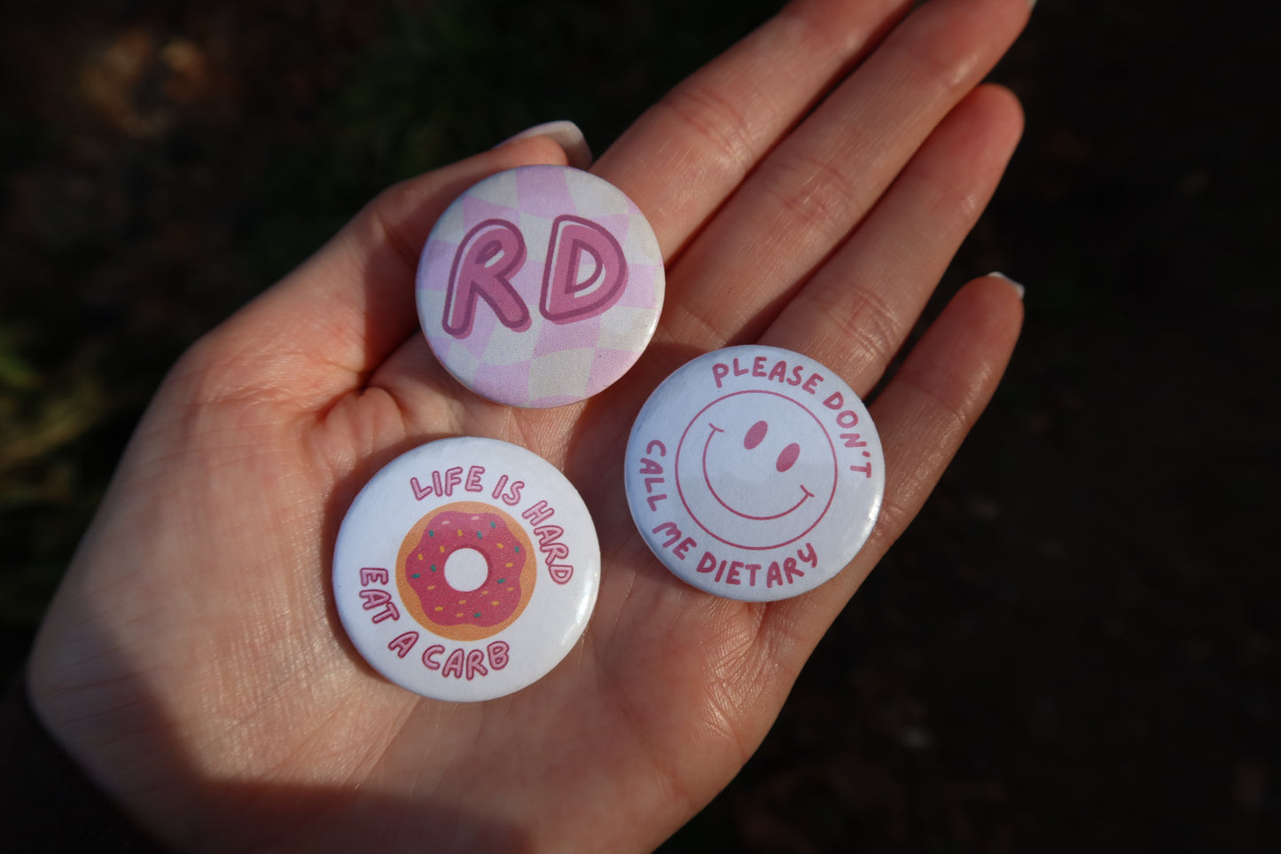 Registered Dietitian 3 Pin Set | Dietitian, RDN, RD, Nutritionist Gifts | 1.25" Pins