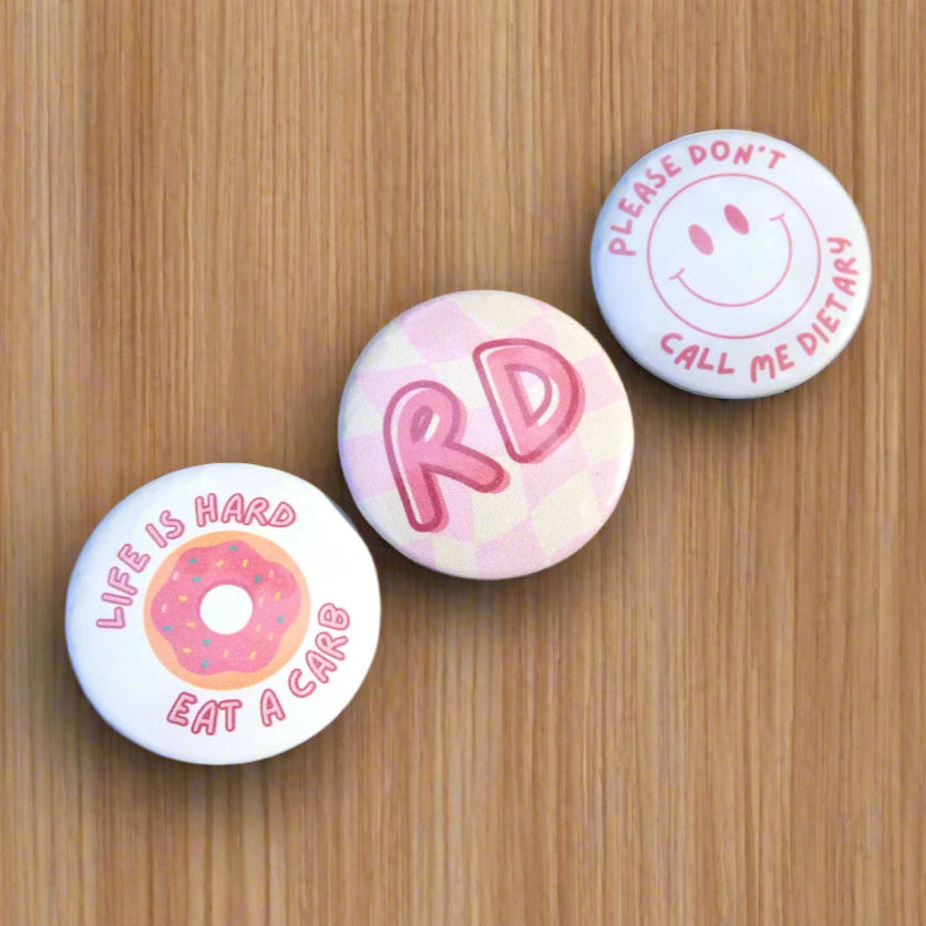 Registered Dietitian 3 Pin Set | Dietitian, RDN, RD, Nutritionist Gifts | 1.25" Pins